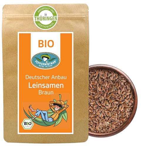 Bio Braune Leinsamen 300g - ganze Körner - Braune Leinsaat aus deutschem Anbau - PEPPERMINTMAN