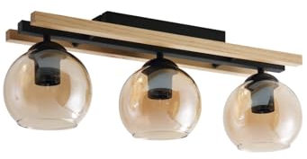Lindby Deckenlampe Enrique (Modern) in Schwarz aus Holz (3 flammig, E27) - Deckenleuchte Lampe Flurleuchte