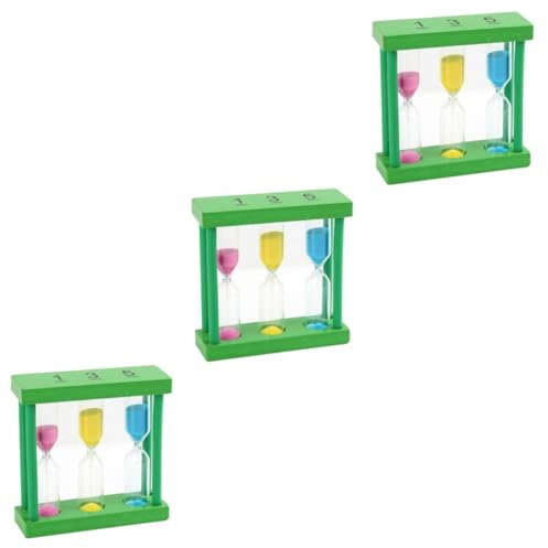 Garneck Lot De 3 Élégantes Décorations De Maison en Bois Et Verre Minuterie De Bureau Compacte Sable Intelligence pour Garçons Et Filles Couleur Aléatoire