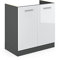 Vicco Spülenunterschrank R-Line, Weiß Hochglanz/Anthrazit, 80 cm, AP Anthrazit