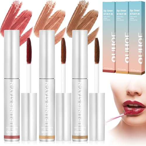 Peel Off Lipliner Stain, 3 Stück Langanhaltender Abziehbarer Lippenfleck, Angereichert mit Hyaluronsäure und Vitamin E, Wasserfest, Hochpigmentierte Farbe, Make-up-Geschenk für Frauen
