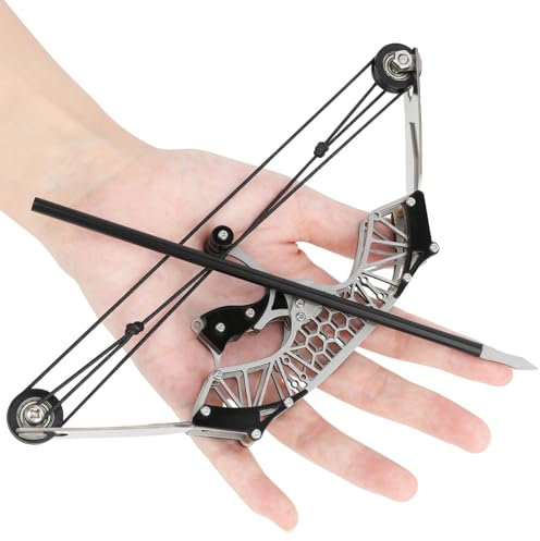 Bogenschießen Mini Compound-Bogen und Pfeil Set Adult Pocket Bow Edelstahl Bogen Set für Rechts- und Linkshänder (12 Pfeil)