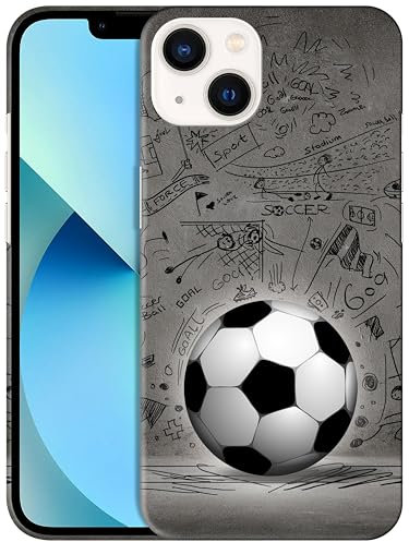 GlamCase for iPhone 13 Mini, iPhone 13 Mini Case - Football Wall art Design Printed Slim & Sleek Cute Plastic Hard Snap on Protective Designer Back Phone Case/Cover for iPhone 13 Mini White