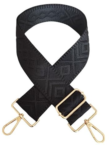 PTNKUIIY Taschengurt 72-130CM Verstellbarer Schultergurt für Taschen 5cm Breit Schulterriemen für Taschen Einfarbig Boho-Stil Ersatz Tragegurt für Tasche Handtaschen DIY Zubehör -Schwarz