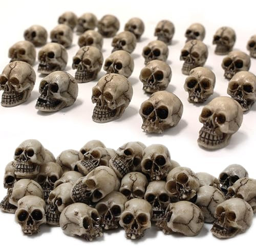 20 Stück Totenkopf Deko, Deko Schädel, Harz Schädel Figuren,Mini Totenkopf, Geeignet für Halloween, Weihnachten, Spukhaus, Karneval, Partydekoration, Horrorparty, Blumentopf Dekoration