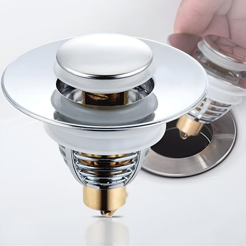 Tapón Universal para Lavabo VAZCAN®, Drenaje de Latón y Acero Inoxidable con Diseño Antiobstrucción, Ajuste Fregaderos de Baño y Cocina, Instalación Fácil y Duradera
