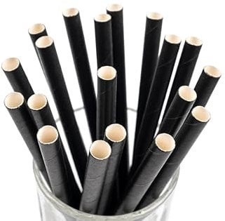 Inoverse 500 pajitas de papel biodegradables, diámetro 8 mm, longitud 24 cm, para cócteles, fiestas y catering, color negro