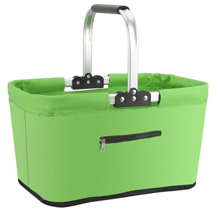 Einkaufskorb Faltbar 25L Mit Gepolsterten Griffen Und Reißverschlusstasche - Klappbar, Maximale Tragfähigkeit 15 Kg - Für Einkäufe, Picknicks & Aufbewahrung