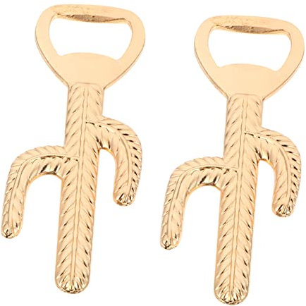 2St Kaktus Flaschen öffner Flaschenöffner in Kaktusform Flaschendeckel-Entferner schubladenregal küche küchenschublade unikal Bieröffner Bieröffnungswerkzeug Zinklegierung Golden ABOOFAN