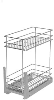 Pull Out Soft Close Kitchen Storage Unit Larder Base Mounted 2 Level Silver W-2311 300 mm Silver