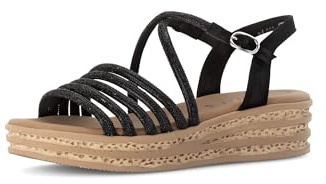 Gabor Damen Riemchensandalen, Frauen Sandalen,Sommersandalen,Sommerschuhe,Freizeitschuhe,offene Schuhe,schwarz (S.Natur),37 EU / 4 UK