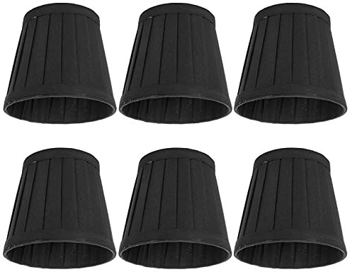 Kronleuchterschirme, kleine Lampenschirme zum Aufstecken von Glühbirnen, Lampenschirm aus Stoff, Lampenschirme für Tischlampen, 8,6 x 10,9 x 12,2 cm, 6er-Set (schwarz)