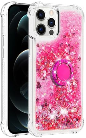 xinyunew Ständer für Xiaomi 11T/Xiaomi 11T Pro Hülle, Mädchen Frauen Glitzer Handyhülle mit Ring Halter Ständer Schutzhülle für Xiaomi 11T/Xiaomi 11T Pro Case Cover - pink