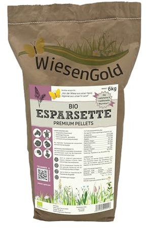 Esparsette Cobs Bio, WiesenGold® Bio-Esparsette Pellets/Cobs (6kg) – Premium Pferdefutter, naturnaher Anbau, Heimtierfutter, natürliche Wurmkur