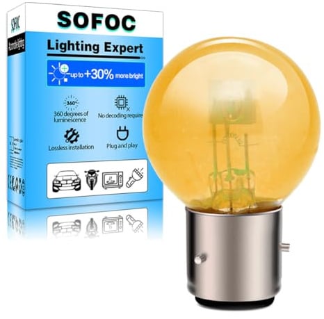 SOFOC Ampoule BA21D 6V 45/40W Halogène Phare Moto G40 Jaune Ambre Double Filament Feux de route/croisement Base à baïonnette 3 broches 120° 1Pcs