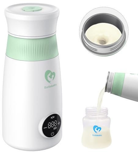 Chauffe Biberon Portable Nomade, Chauffe Biberon et Mélangeur Instantanée et Automatique, pour Lait Maternel ou Formule, avec Affichage de Température Numérique LED, Idéal pour les Voyages Vert
