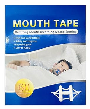 ChaneeHann Mundpflaster für erholsamen Schlaf - Atmungsaktives Mouth Tape in H-Form, 60 Stück (40×47 mm), Hautfreundliches Nasenpflaster gegen Schnarchen, Himmelblau