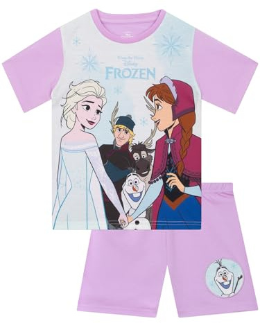 Disney Girls Pyjamas, Short Sleeve Frozen Pyjamas, Kids Pjs For Summer, Cute Girls' Pyjama Sets, Ages 5 To 13 Years