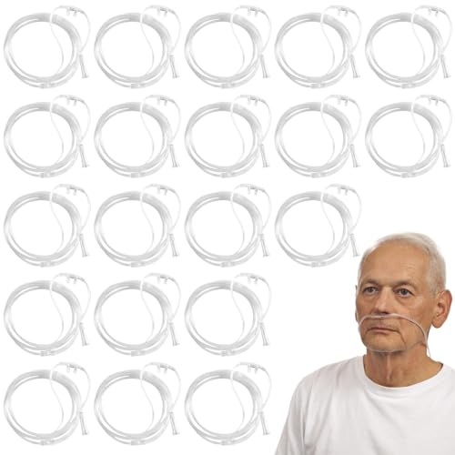20 gafas de oxígeno para la nariz: gafas de nariz 3OOcm para dispositivo de oxígeno, gafas nasales de oxígeno, gafas de oxígeno con tubo O2 de 300 cm para dispositivo de oxígeno, terapia respiratoria