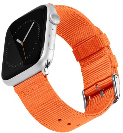 Archer Watch Straps - Premium Nylon Uhrenarmbänder für Apple Watch (Orange/Edelstahl, 40/41/42mm)