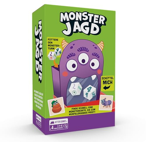 Exploding Kittens Monsterjagd, 2–6 Personen, Alter 4+, Übereinstimmung | Würfelt und findet die gesuchten Monster in diesem schnellen Kinderspiel, das Zählen und Mustererkennung fördert.