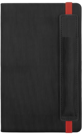 MOTIBACK A5 Liniertes Notizbuch mit Stift, Hardcover Fadenheftung 80 Blatt/160 Seiten, Notizbuch mit Stifthalter, Collegeblock für Arbeit Büro Schule, 21 x 14.5 cm, 80 g/m² (Schwarz, Ohne Stift)