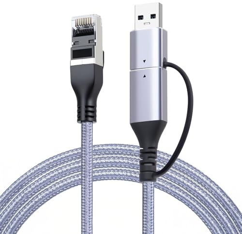 LUIRSAY Cavo Ethernet USB C 2M, adattatore di rete LAN USB-C a RJ45, compatibile con MacBook Pro/Air, iPad Pro, serie iPhone 15, Thunderbolt 3/5, Galaxy, connessione rapida 1000 Mbps