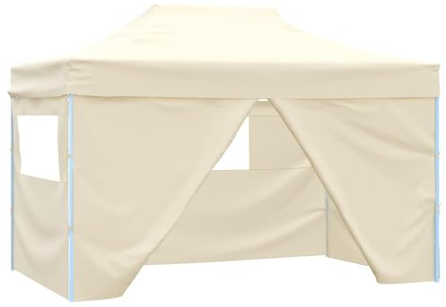 vidaXL Party-Zelt Creme 280 x 410 x 315 cm Oxford-Stoff, Garten und Terrasse, Veranstaltungszelt, tragbares Outdoor-Vordach, UV-beständiges Zelt, schneller Aufbau, windresistentes Zelt