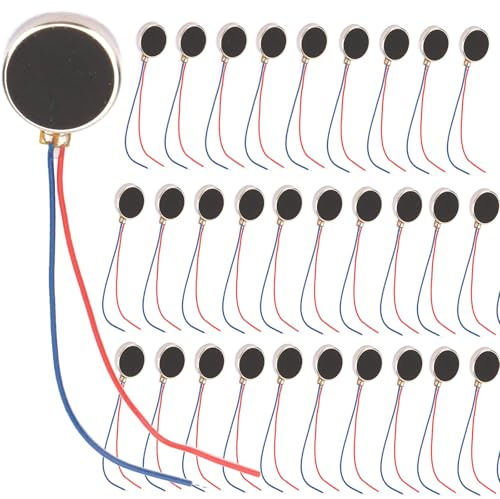 GERUI Lot de 30 mini moteurs vibrants 10 x 2,7 mm CC 3 V 80 mA 11000 tr/min 1027 pièce plate type bouton Micro DC pour téléphone portable et téléphone portable (30 pièces)