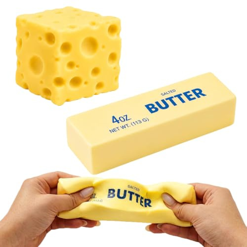 2 Pcs Butter Cheese Squishy,Jouets Anti-Stress en Forme de Bâtonnets Beurre | Fidget Squeeze Toy, Beurre Squishy Stick pour Enfant Antistress