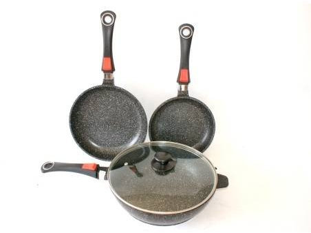 Pradel Excellence LOT DE 3 PIECES SAUTEUSE + 2 POELES MANCHE DEMONTABLE FONTE D’ALUMINIUM - A16-Lot de 3 pieces