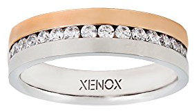 XENOX X2245-58 Damen Ring XENOX & friends Edelstahl Bicolor Rose Weiß Zirkonia 18,5 mm Größe 58