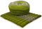 livasia Meditationsset L - Ø 38x15cm / Matte 50x50x4,5cm - Yogaset mit Kissen und Matte, Pouf, Yogamatte und Yogakissen mit Kapok handgefertigt, Bodenkissen Outdoor, Zafukissen (Grün/Elefanten)