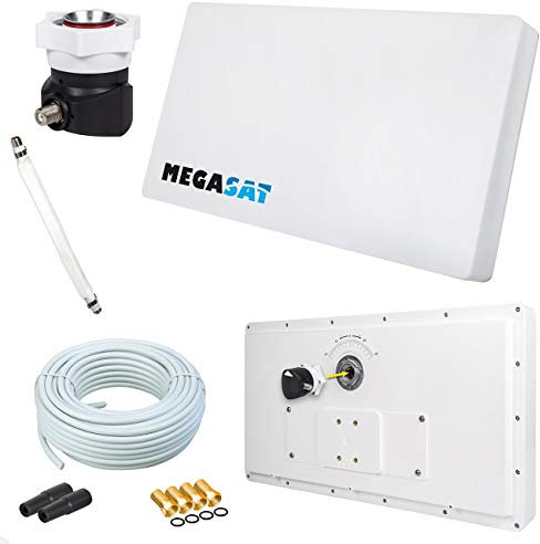 Megasat Flachantenne PROFI Line H30 D1 Single inkl. Fensterhalterung + 10m Kabel + 1x Fensterdurchführung. Neueste Generation mit besten Empfangswerten für HD und SD TV (einfache und stabile Montage)