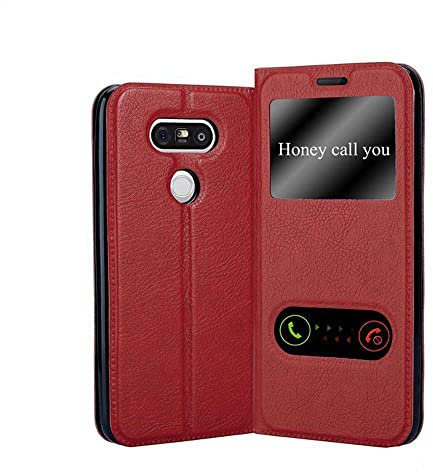 Cadorabo Custodia Libro per LG G5 in ROSSO ZAFFERANO - con Funzione Stand e Chiusura Magnetica - Portafoglio Cover Case Wallet Book Etui Protezione
