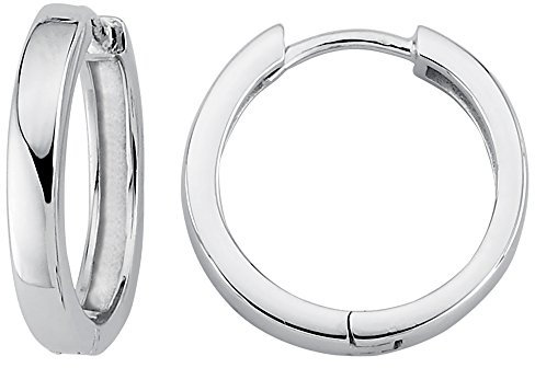 Vinani Damen Ohrringe 925 Silber - Klapp-Creolen Ohrring Set für Frauen aus 925 Sterling Silber mittel schmal glänzend rhodiniert 2CKB