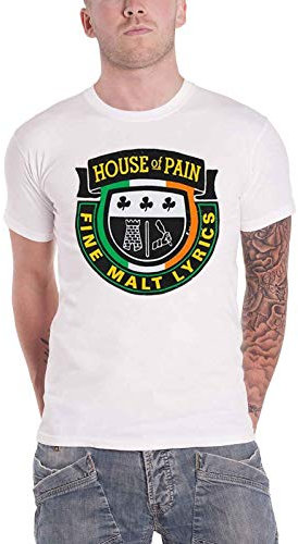 House Of Pain T Shirt Fine Malt Band Logo Nue offiziell Herren Weiß