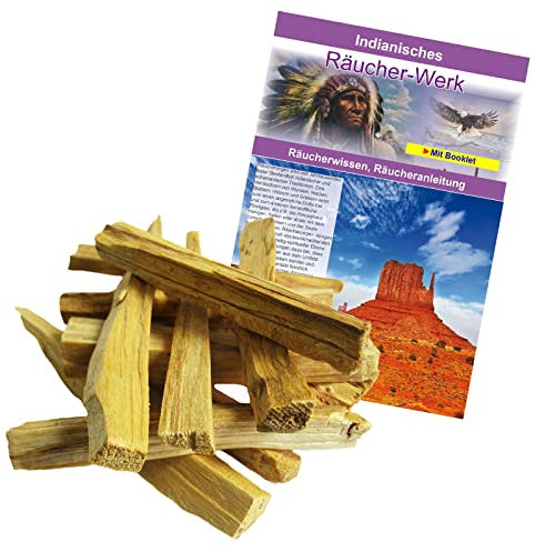 Palo-Santo Räucherholz Holz 12x 6-8cm Sticks Natürliche Räucherstäbchen zum räuchern für Rauhnächte + Schutz + Hausreinigung + Meditation. Mit Räucheranleitung, Beschreibung, Booklet. 81051-8
