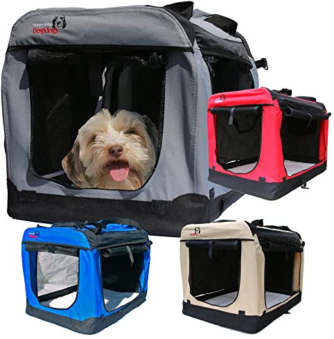 Dogidogs Faltbare Hundebox - Transportbox für Hunde Hundebox Auto - Dogi Kennel - 6 Größen, 4 Farben (XXXL (102 x 69 x 69 cm), grau)