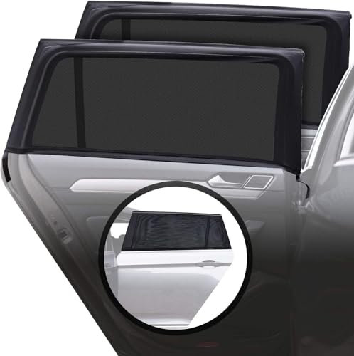 CARAMAZ Sonnenschutz Auto Kinder mit UV Schutz - Größe L für mittlere Scheiben - 2 Stück, Farbe: Schwarz