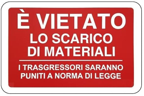 TLDSHOP® - Cartello plastica cm 30x20 DIVIETO di Scarico I trasgressori saranno puniti a Norma di Legge (1)