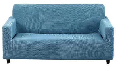 LLDHWX Volltonfarbe L Shaped Sofabezug Anti-Slip Mikrofaser Sofahusse Modernen Mit Elastischen Riemen Sofaüberzug Waschbar Sofa Überwürfe Sofatuch-Hellblau 2+3 sitzer