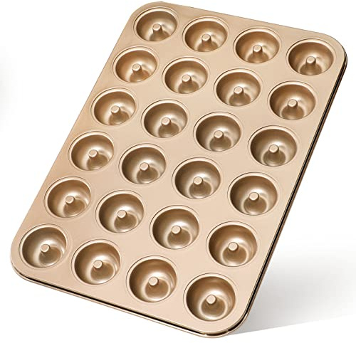 Webake Mini Donut Pan Non-stick 24-Cavity Small Donut Tray Heavy Gauge Bite Size Inch Doughnut Pans for Baking