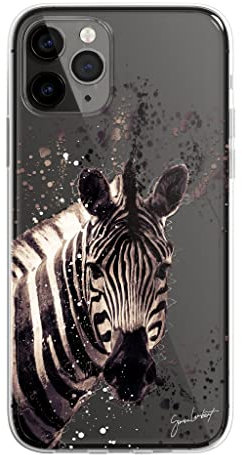 SmartGiftShop African Wildlife Animals Case Splatter Art CLEAR Phone Cover Case Exclusive Artwork for iPhone 11 - Zebra