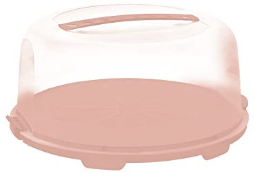 Rotho 1722602089 Fresh - Coperchio alto per torta con cappuccio e maniglia, in plastica, colore: rosa/trasparente