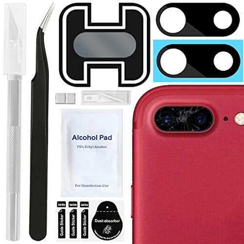 ZHUROUPU 2 Pack Back Rear Camera Glass Lens Replacement for iPhone 7 Plus/iPhone 8 Plus Camera Glass Lens with Back Adhesive, Repair Tool Kit, Camera Glass Lens Protector