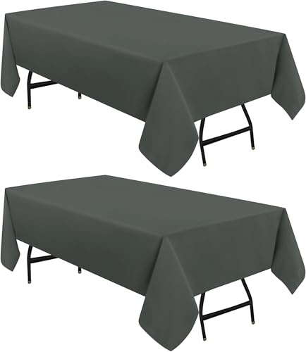 Utopia Kitchen Rectangle Tablecloth 137x200 cm - (Pack of 2) Grey Table Cover Machine Washable Table Cloth Perfect for Parties, Weddings and Festivals (54x79 inches)