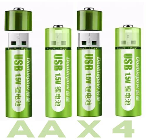 4 batterie ricaricabili USB AA 1800 mwh 1,5 v agli ioni di litio. Applicazione: giocattoli, utensili elettrici, elettrodomestici. Ciclo di vita 1200 volte.