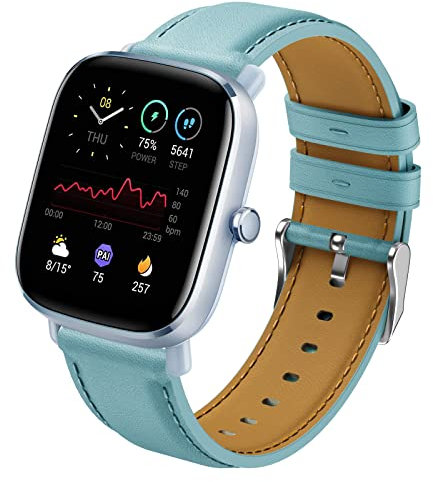 Syxinn Correa de Cuero para Amazfit GTS 2 Mini/GTS 2/GTS 2e, Amazfit GTS 4/GTS 4 Mini/GTS 3/3 Mini 20mm Correa Pulsera para Amazfit Bip 3/Bip 3 Pro/Bip S/Bip Lite/Amazfit Pop/Pop Pro para Mujer Hombre