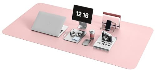 YSAGi Schreibtischunterlage, Mauspad mit Leder und Rutchfeste Wildleder, Multifunktionales Office Mousepad Laptop Schreibunterlage, Tischschutz Unterlage für Büro/Home-Office (Rosa, 120x60cm)